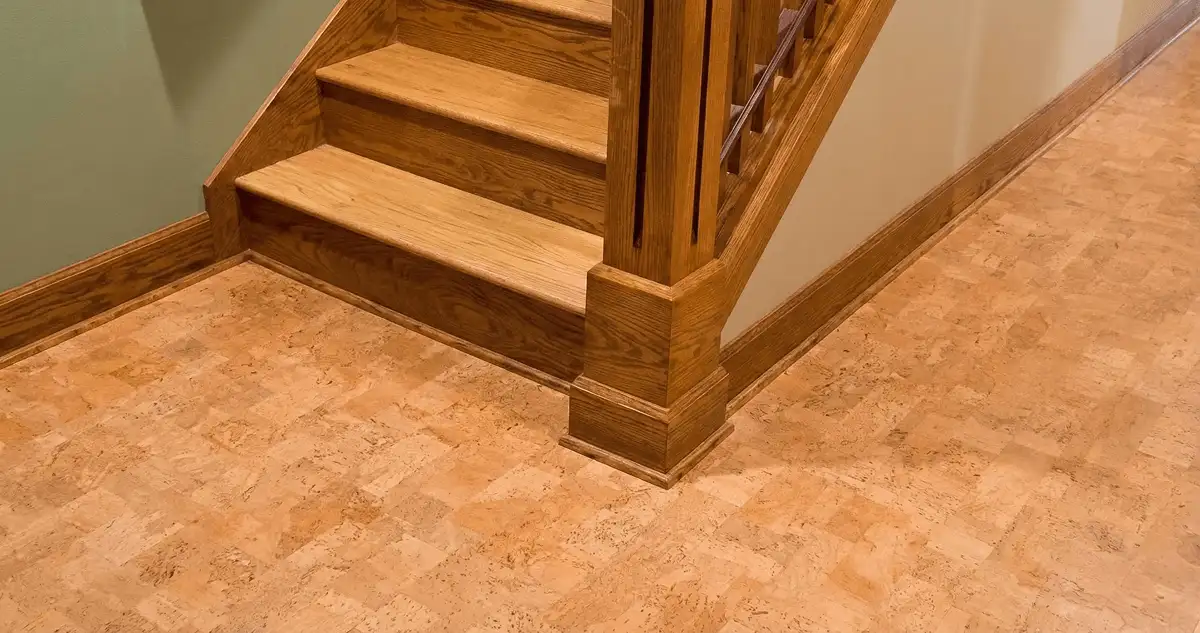 End of a staircase with cork flooring in Phoenix, AZ